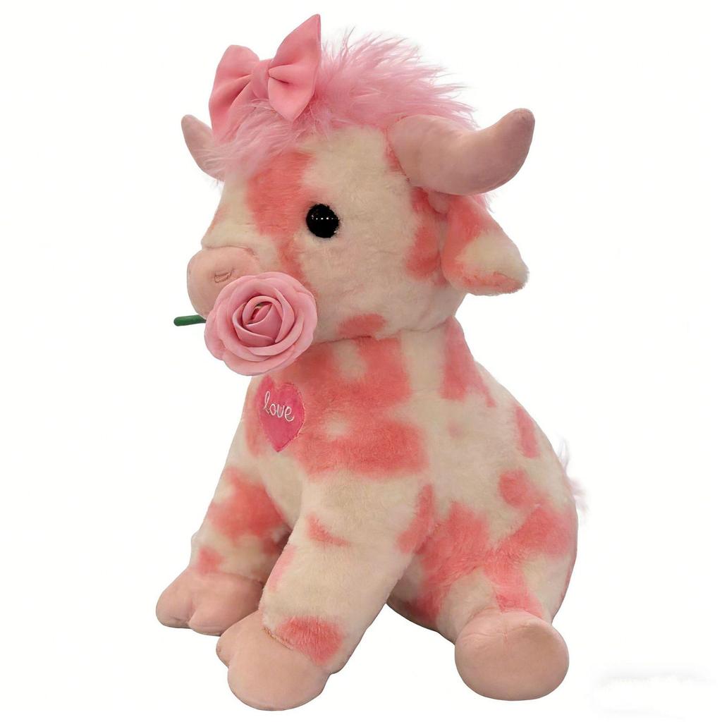 Pink Highland Cow Plush Toy - Cute Valentine's Day Gift