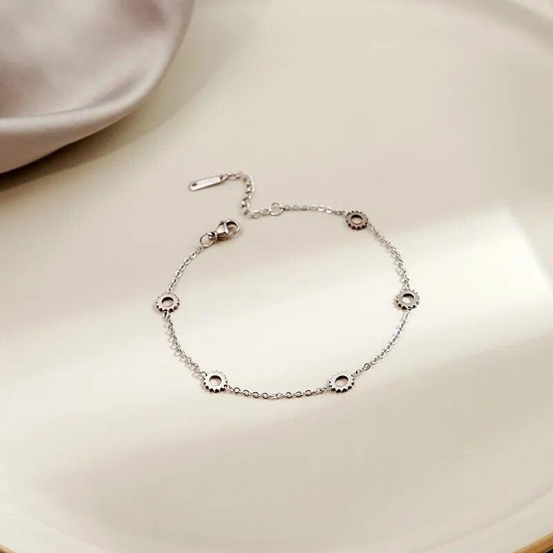 Stainless Steel Wafer Flower Butterfly Heart Pendant Bracelet For Women Fashion Elegant Bracelets&Bangle Party Jewelry Gifts