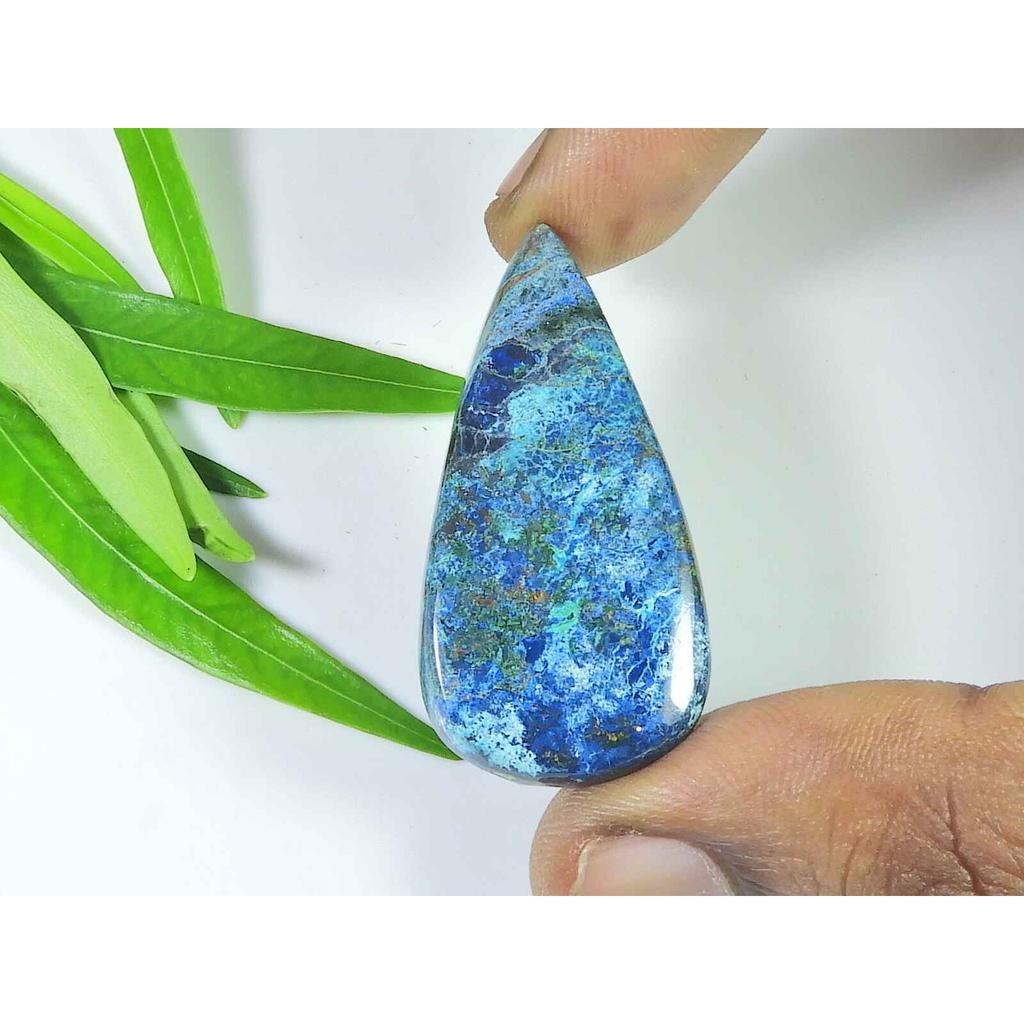 45Cts. Natural Azurite Pear Healing Crystal Cabochon Loose Gemstone 20X41MM SK-3856