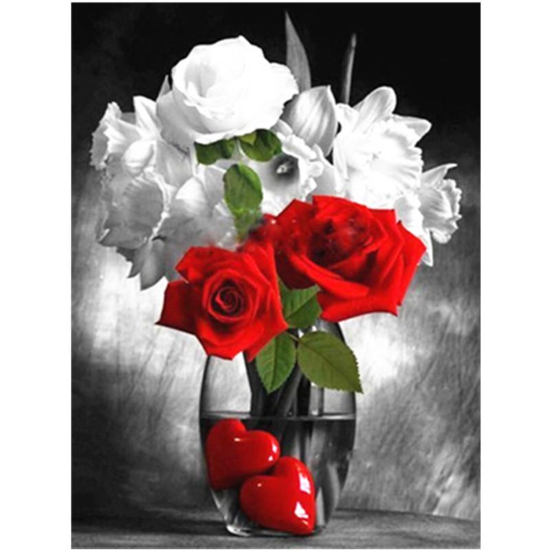 Pictură cu diamant DIY 5D, peisaj cu flori frumoase, broderie cu diamante, kit cu punct de cruce, mozaic cu strasuri, decor pentru acasă