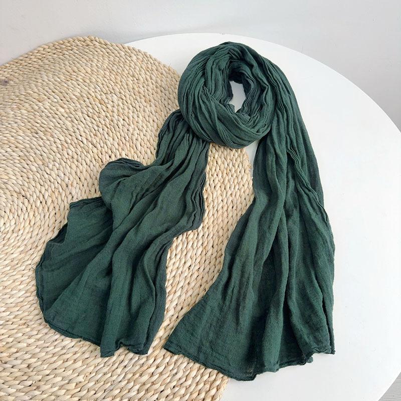 Thin Cotton And Linen Striped Scarf Literary And Versatile Soft Neck Protection Silk Scarf Women'S Travel Shawl
