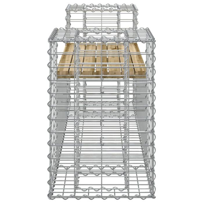 VidaXL Design Gabion Garden Bench 183x41x60.5cm Impregnated Pine Wood 834389