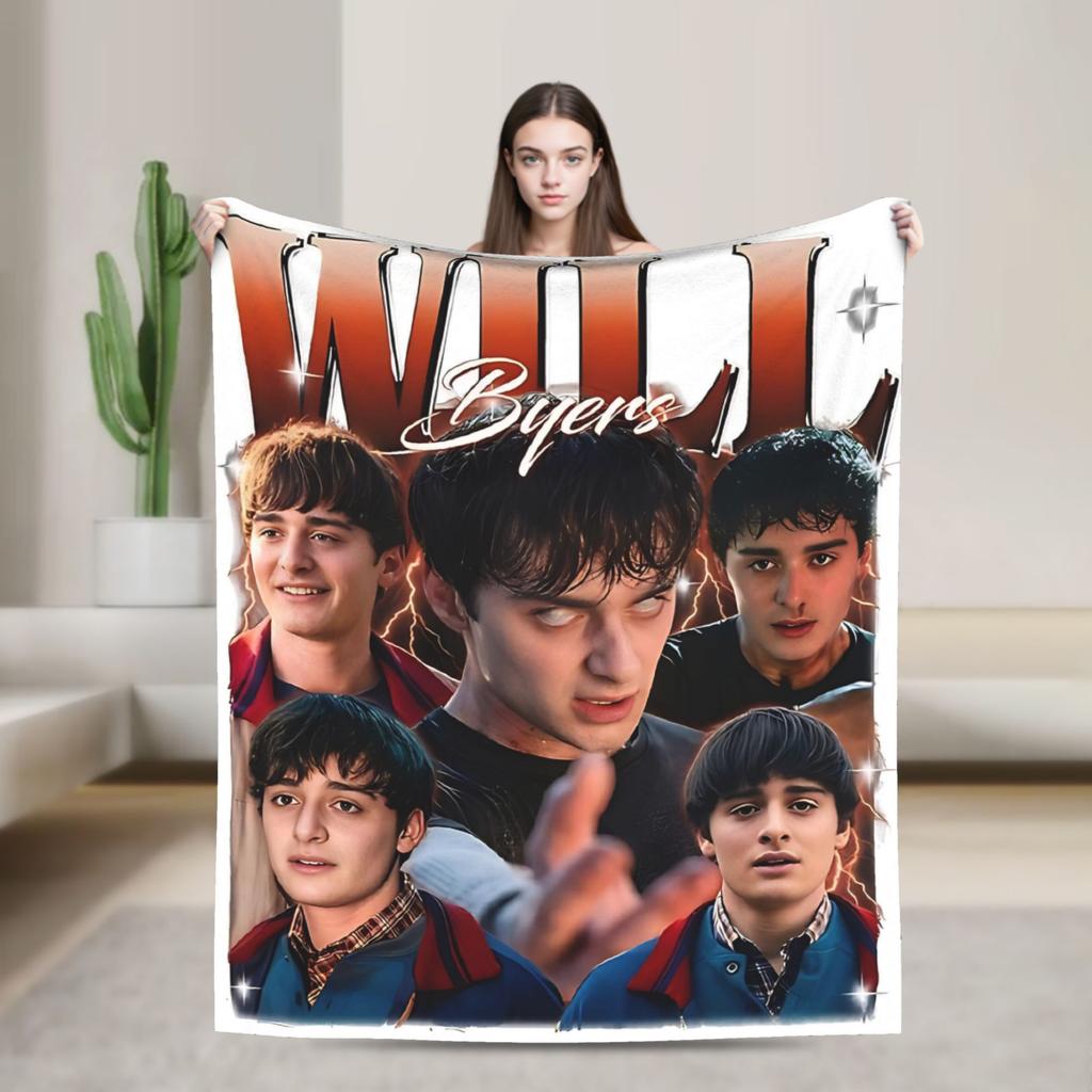 Will byers Horror TV Warm Comfy Blanket For Bedroom Graphic Throw Blanket Autumn Camping Flannel Bedspread