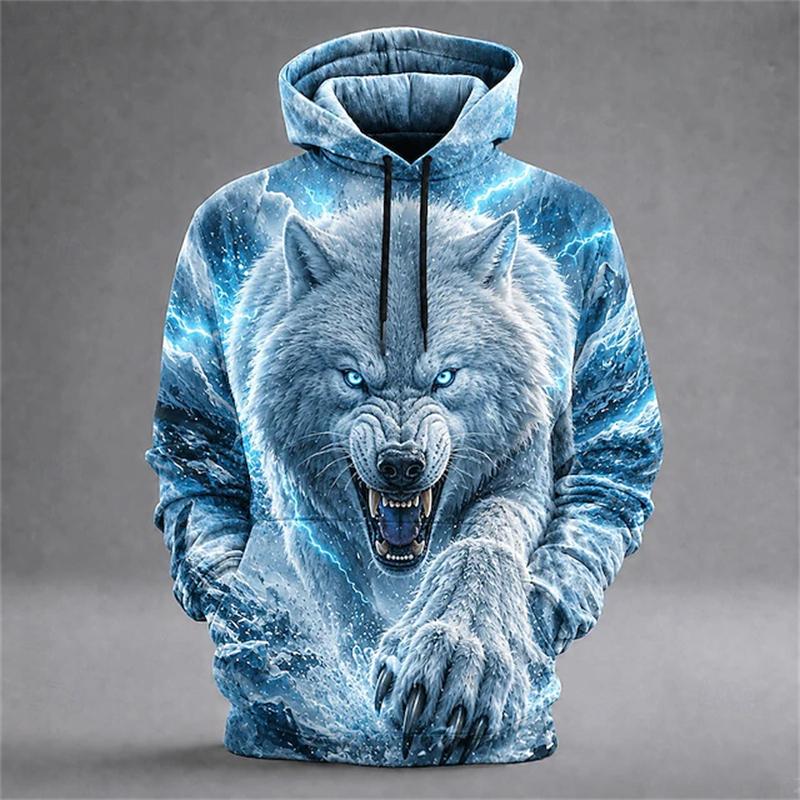 Women's Autumn Winter Fashion Hoodie Fierce Leopard Print Sweatshirt Loose Comfortable Plus-Size Fit Outdoor Street-Style Top