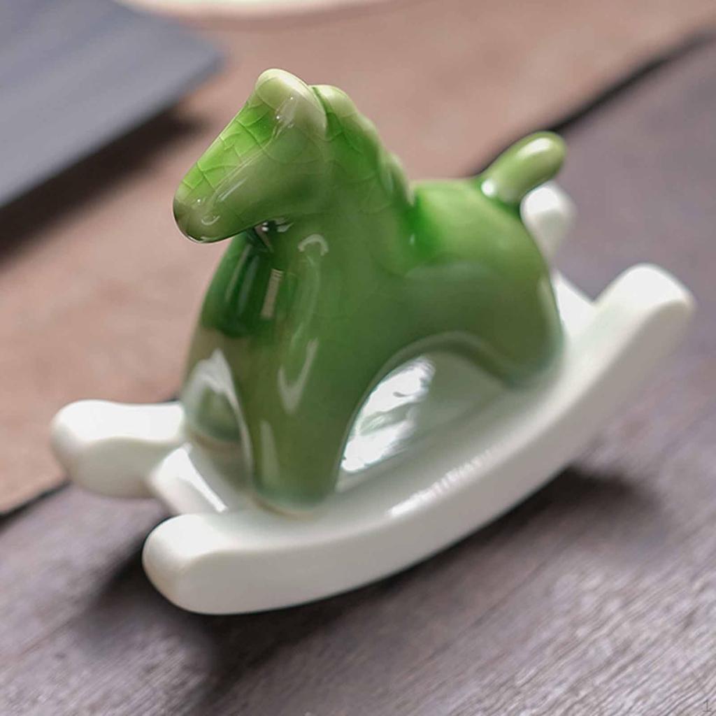 Miniature Horse Figurine Animal Sculpture Ceramic Tea Pet Rocking Statue for Living Room