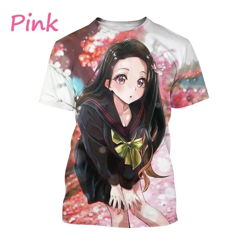 Demon Slayer Anime Character Collection 3D Printing Harajuku Style Nezuko Mitsuri Shinobu Kanao Unisex Short-sleeved Top
