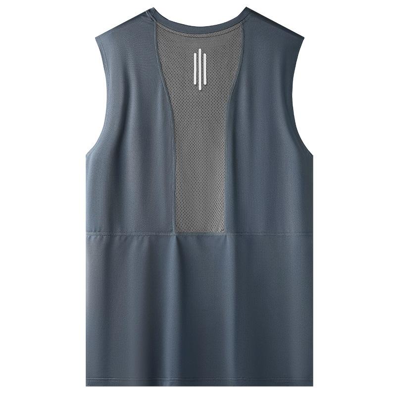Summer Ice Silk Sports Vest Men's Thin Sleeveless Men's T-shirt Fitness Running Quick-drying Clothes Vest