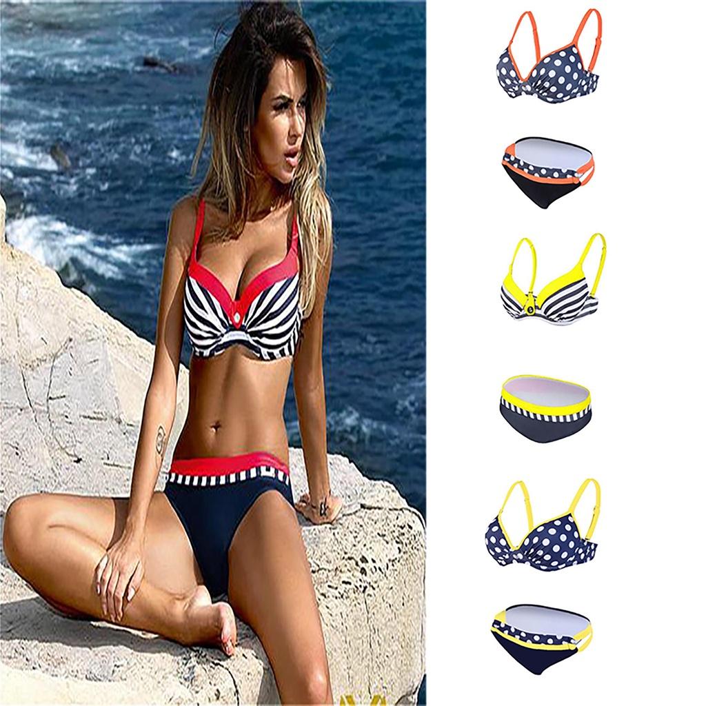 Trendy 2018 Fashion Bikinis Set For Women With Push-up Padded Design And Polka Dots
