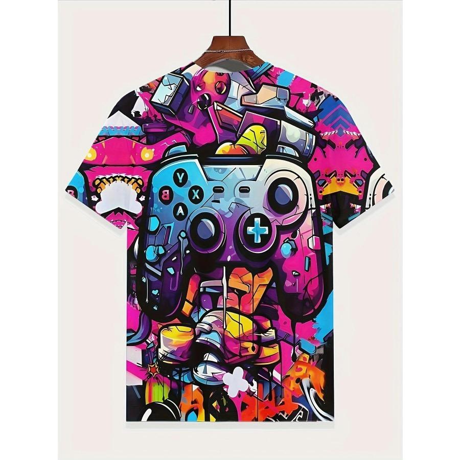 Children's Clothing T-Shirts for Boys Short Sleeve Children's T-Shirts 3D Gamepad Print Fashion Round Neck Kids Summer Clothes