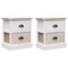 Day and Night - Day and Night Nightstands 2 Pcs Natural White Paulownia Wood 38x28x45cm