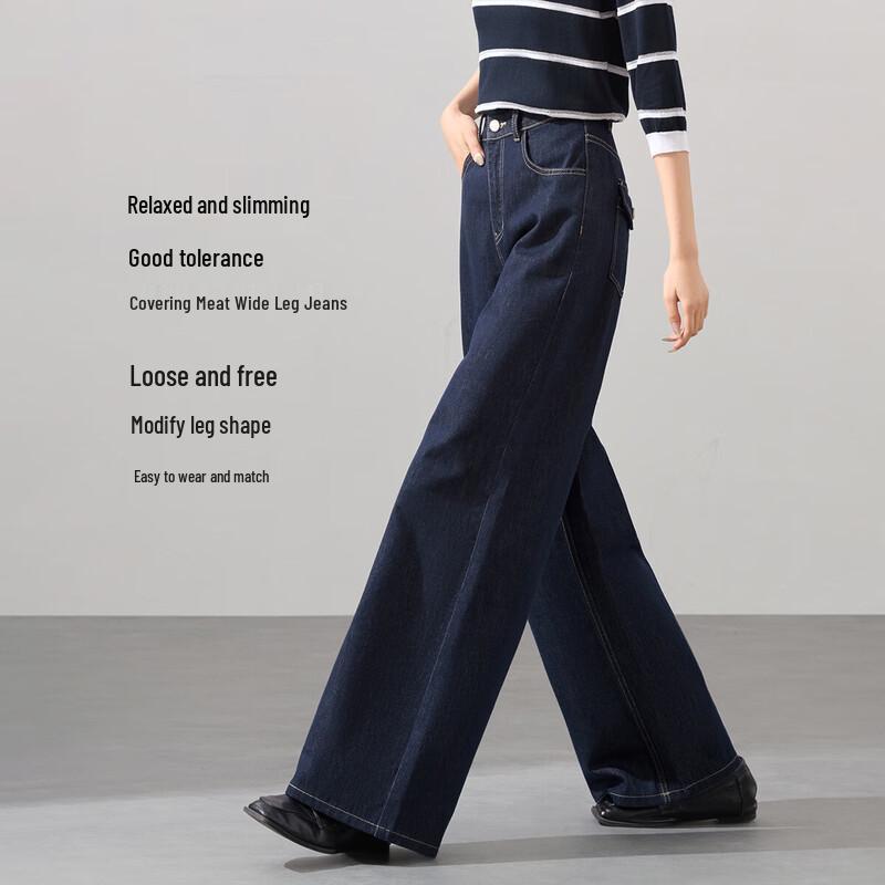 American Retro Wide-Leg Drape Jeans M