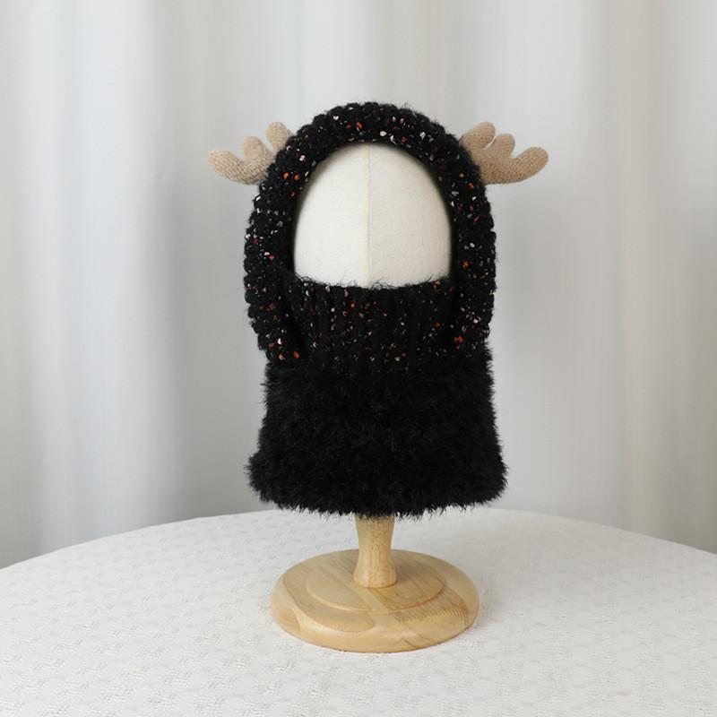 Winter Child Hat With Plush Earmuffs For Outdoor Play And Cold Weather чёрный