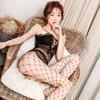 Sexy underwear lace one-piece suspender tight mesh open crotch snap button sexy perspective sex uniform set