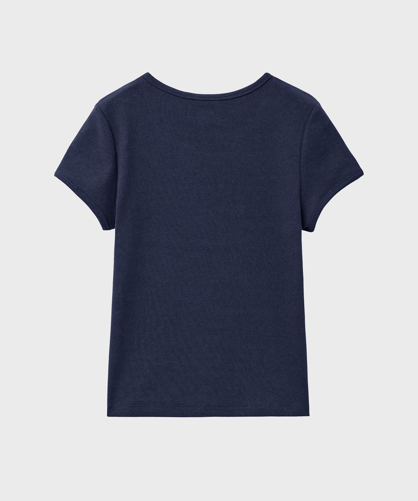 NOIRER FOR WOMAN Slim Ribbed T-Shirt (Navy)