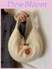Cotton Large Capacity Tote Bag With Horn Button For Casual Travel And Daily Use