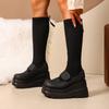 Fashion Fashion Thick Bottom Solid Black Elastic Boots Women Autumn Chunky Platform Super High Heel Knee Boots Sexy Party Long Booties