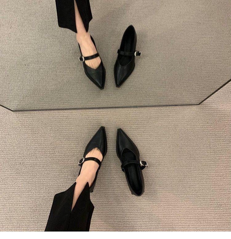 2025 New Autumn Women's Pointed Toe Mary Jane Shoes - Soft Leather, Versatile & Stylish