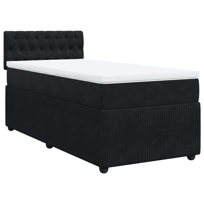VidaXL Sommier à lattes de lit et matelas Noir 80x200 cm Velours 3287598