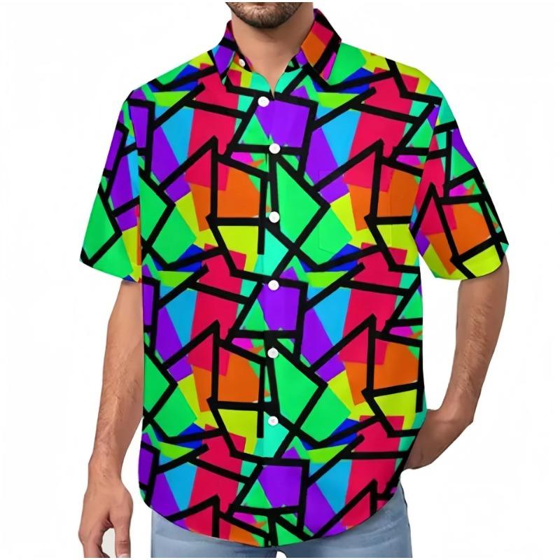 Camicia Casual Natalizia Stile Hawaiano Cardigan da Uomo per Capodanno Camicia a Maniche Corte Camicia da Uomo alla Moda