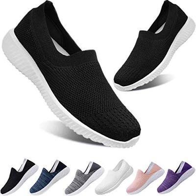 [todaysunny] Women's Slip-On Nurse Shoes, Casual Shoes, Ultra Lightweight, Breathable Walking Shoes, Plus Sizes, Black_2, Size 23.5cm