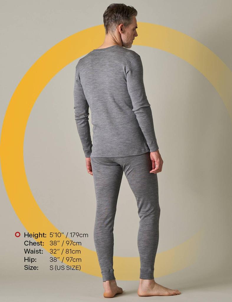 LAPASA Merino Wool Warm Underwear Lightweight Top and Bottom Size Men's (Heather Gray, Set, XL)