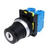 30mm Key Rotary Switch On Off LA36M Latching Self Locking Start Stop Electrical Knob Button Switches 10A 2NO(2 Position-1NO)