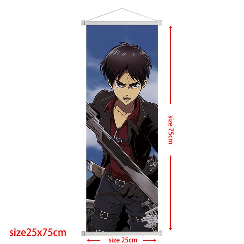 Anime Attack On Titan Levi Scroll Poster Eren Ackerman HD Art Sticky Wall Waterproof Home Living Room Bedroom Bar Aesthetic Decoration