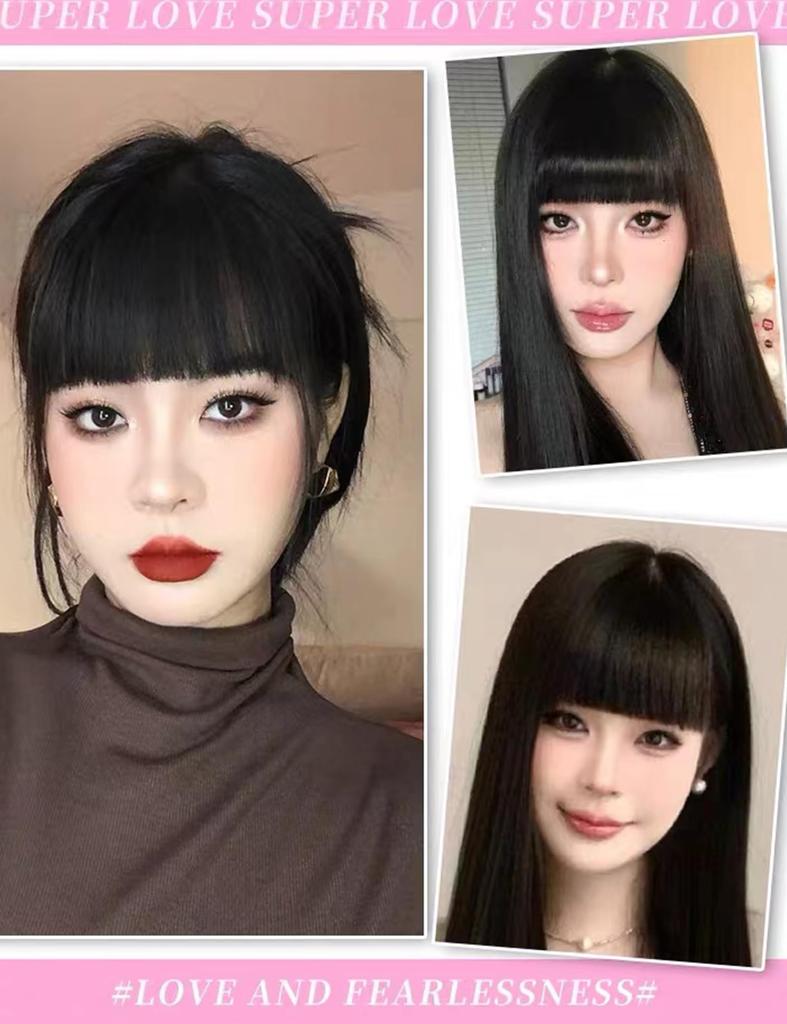 GFun Pony Super Doppelhaar Kleine Vollpartie Punkt Site Dunkelbraune Perücke, Voll, Dick, Volumen, Gesicht, Natürlich, Handgepflanzt, Perücke, Perücke, Verkleidung,