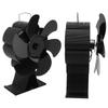 Black 6 Blade Heat Powered Stove Fan Thermodynamically Driven Fireplace Fan for Heat Dissipation