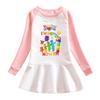 Korean Style Baby Girl Cartoon Ruffled Long Sleeve Mesh Dress - Spring/Autumn Elegant Princess Skirt