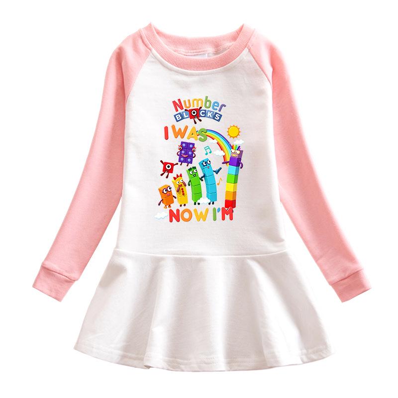 Korean Style Baby Girl Cartoon Ruffled Long Sleeve Mesh Dress - Spring/Autumn Elegant Princess Skirt