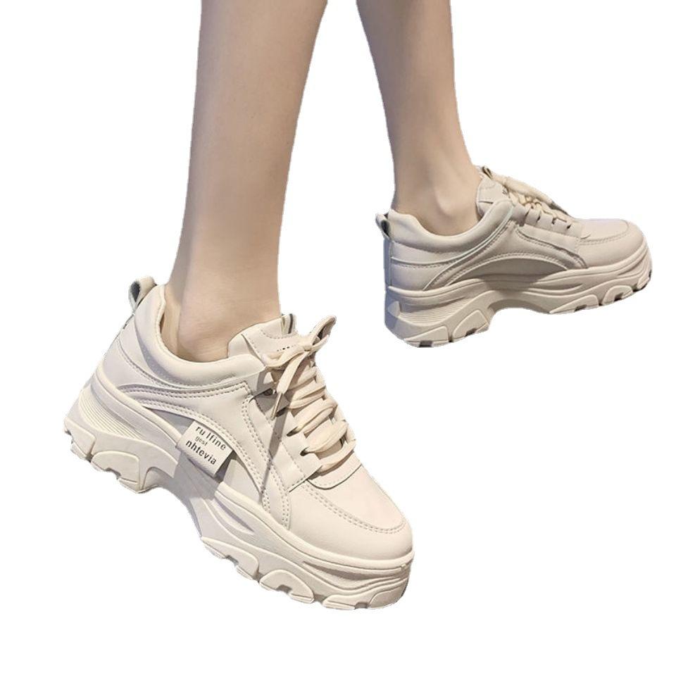 Little white shoes women's 2025 autumn new Internet celebrity versatile casual sports shoes thick soles increase height and thin muffin single shoes 