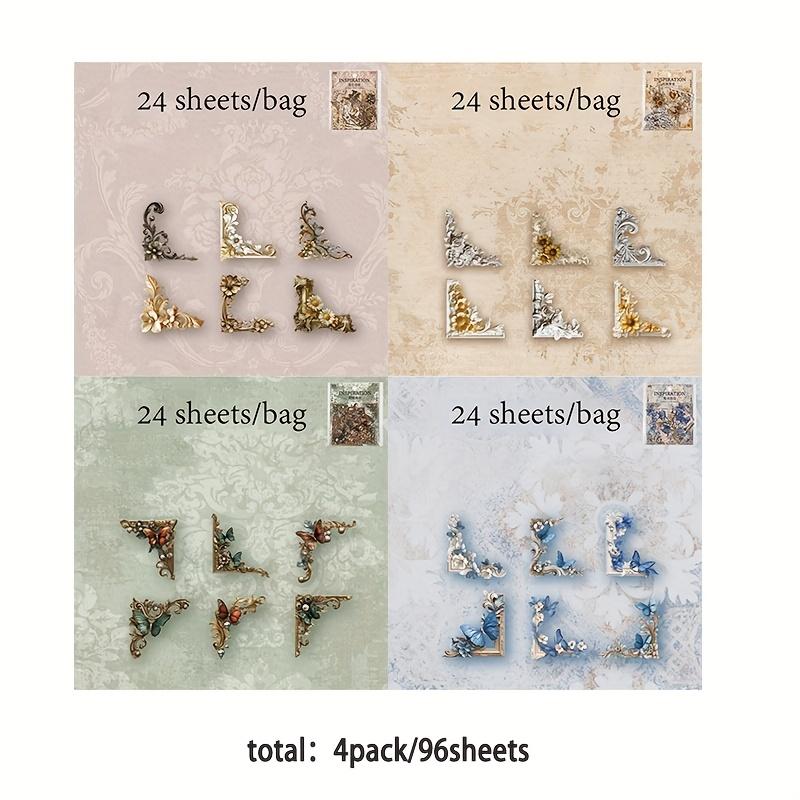 

4 Style Sticker Bag Inspired Series Retro Hollow Flower Border Stickers Creative Collage DIY Greeting Card Photo Decoration