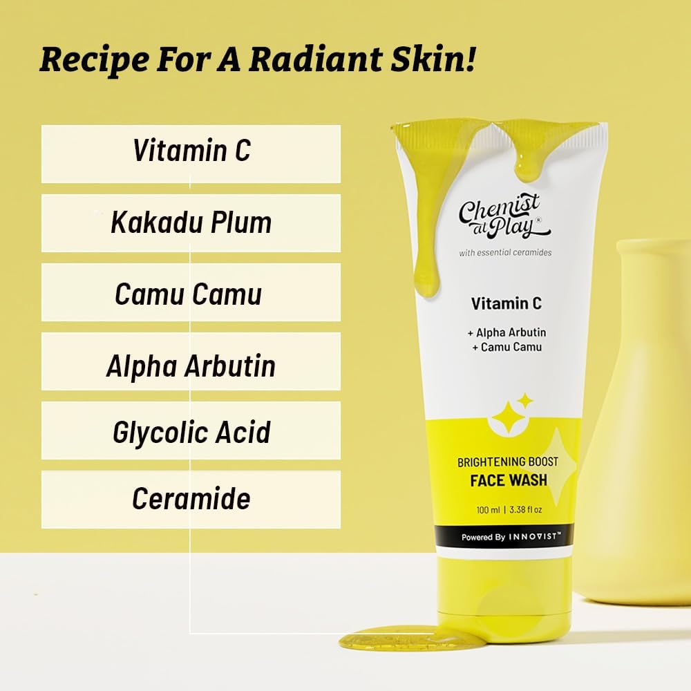 Chemist At Play 30x Vitamin C Face Wash With Gentle Exfoliating Scrub For Radiant Skin 100ml X Pack Of 2