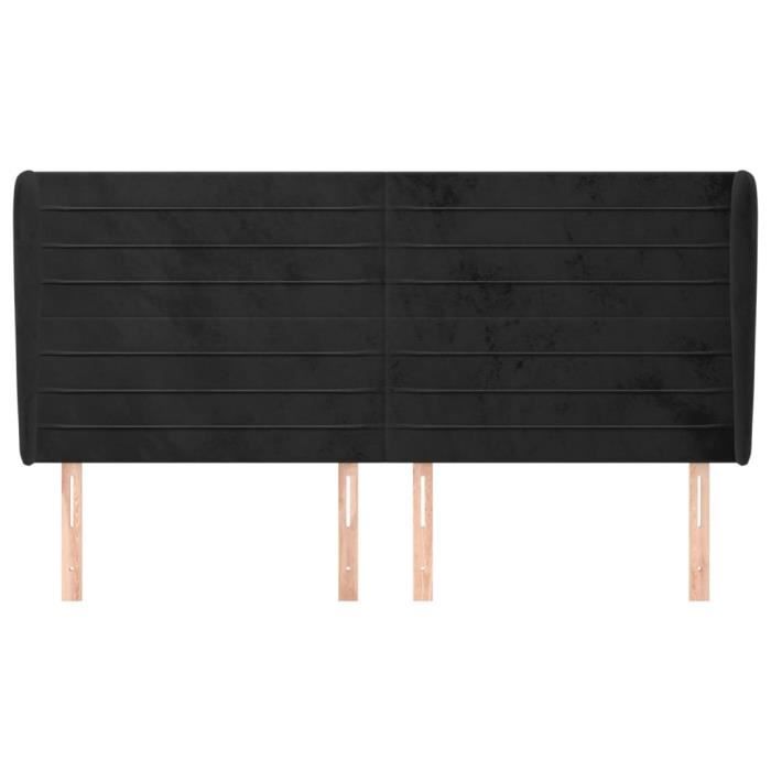 VidaXL Tête de lit avec oreilles Noir 163x23x118-128 cm Velours3118152