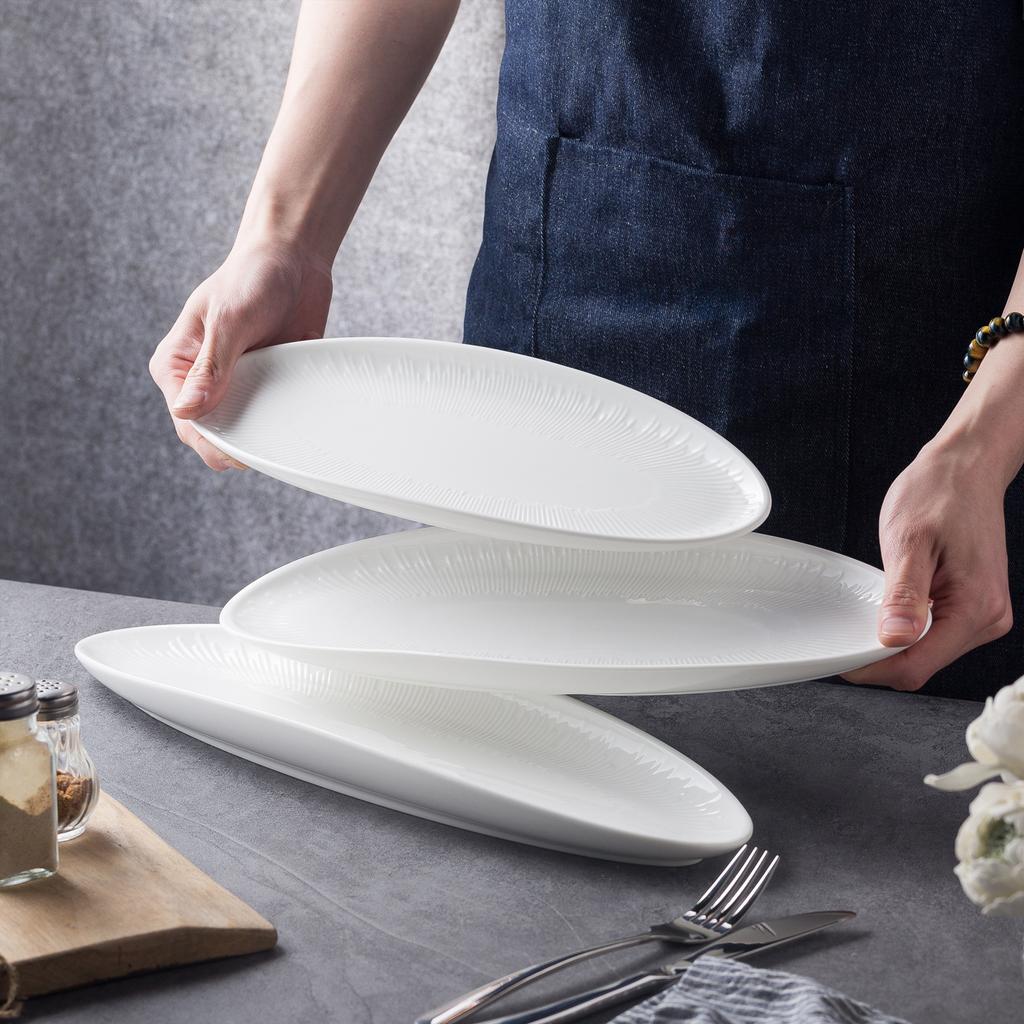 Japanese Ceramic Sushi Plate Sashimi Plate Premium Long Plate Restaurant Hotel Cake Dim Sum Plate Skewers Plate