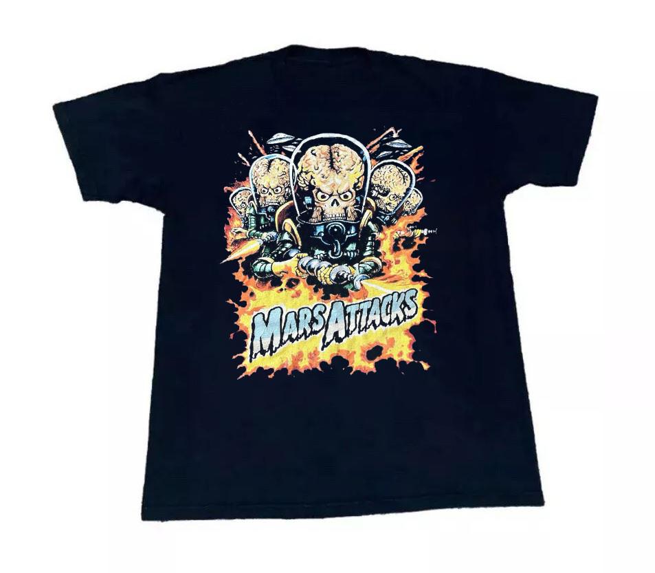 

Mars Attacks Fire Fight Black Adult T-Shirt Full Size MK631 Unisex T-Shirt XXL