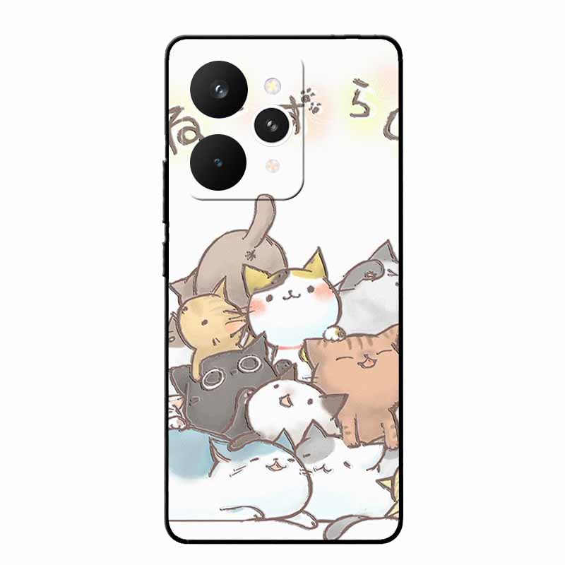 For Realme 15 Pro Cases 3D Relief Flower Emboss Black Silicone For Realme15 Pro 5G Back Cover Cartoon Funda Realme 15 Pro Bumper