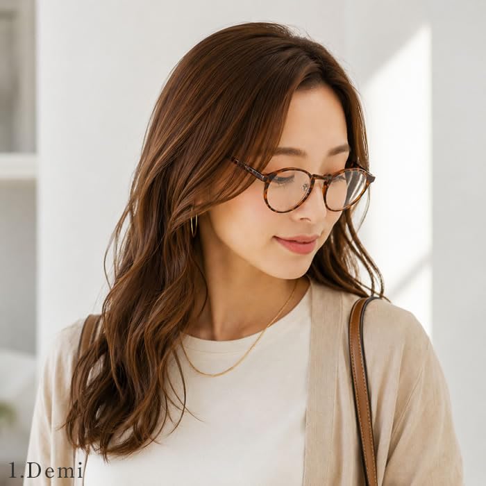 Stylish Blue Light Blocking Reading Glasses for Men and Senior PC RESA Reading Glasses Demi [Curvy's] Women, Glasses, Glasses, +1.00 01.