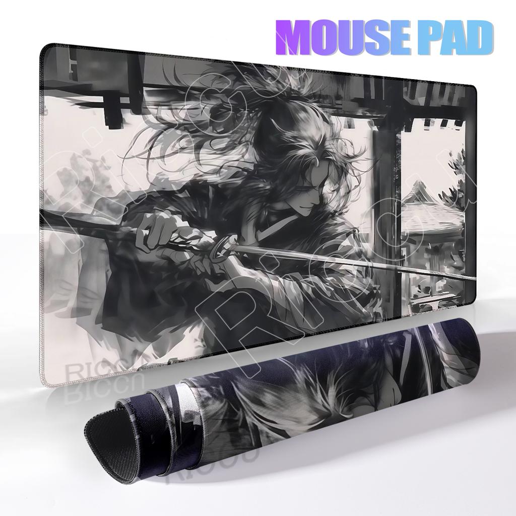Samurai Black Mouse Pad Large Computer Gamer Table Mat Laptop Art Desk Mat PC Mousepad Non-slip Rubber Keyboard Accessories Pads