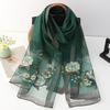 Four Season Silk Wool Scarf Women Hijab Pashmina Shawls Wrap Bandana Blanket Floral Pashmina Embroidery Scarves Foulard Femme