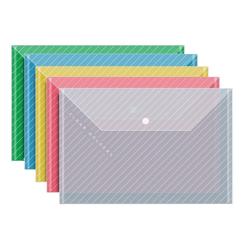 10Pcs/set Transparent A4 Folder File Bag With Snap Buckles Large Capacity Waterproof Office Storage Bag Student Test Paper Bag