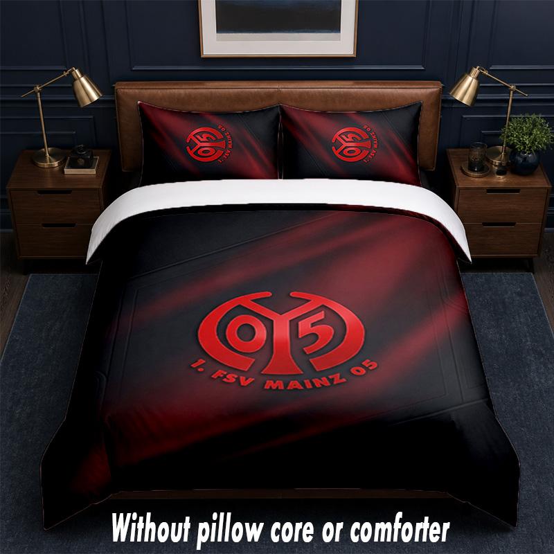 Mainz FC Design Bed Bedding Set 1 Duvet Cover + 2 Pillowcases Soft Breathable Household Bed Linens