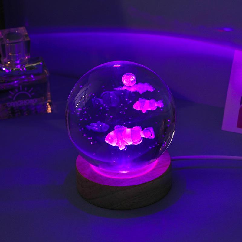 Laser-Engraved Luminous Jellyfish Crystal Night Light - Perfect Birthday Gift for Girls and Best Friends