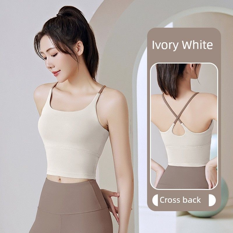 

Ударопрочный Бесшовный Слинг-Бюстгальтер Персикового Цвета с Высокой Эластичностью, Со Сборкой, Дышащее Спортивное Красивое Белье для Спины, Жилет для Фитнеса и Йоги Ivory White M suggested weight (52.50 kg-57.50 kg