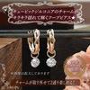 Cubic Zirconia 10K Pink Gold Hoop Snap Simple and Dainty for Kk164 [Four-Leaf Clover] Earrings, 2-Way Earrings, Women
