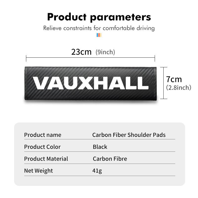 For Vauxhall Car Logo Seatbelt Shoulder Protector Cover Carbon Fiber Safety Belt Accessories VXR8 Insignia Vivaro Zafira Combo