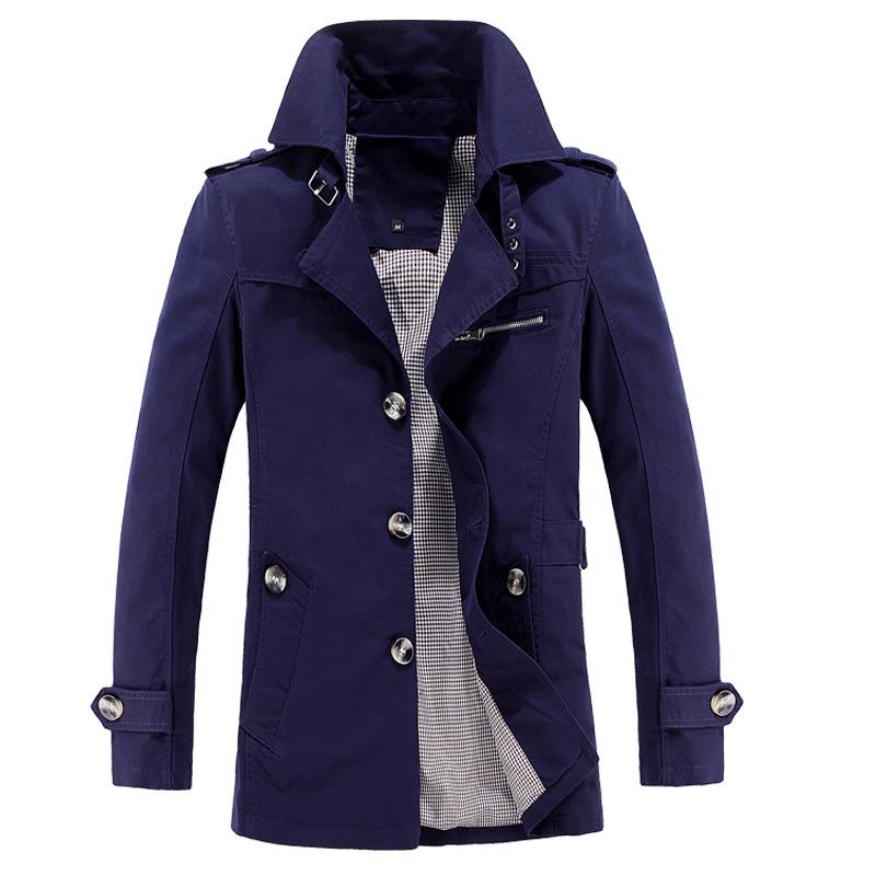 Nueva gabardina de negocios para hombre, chaqueta mediana y larga, gabardina de hombre de talla grande.