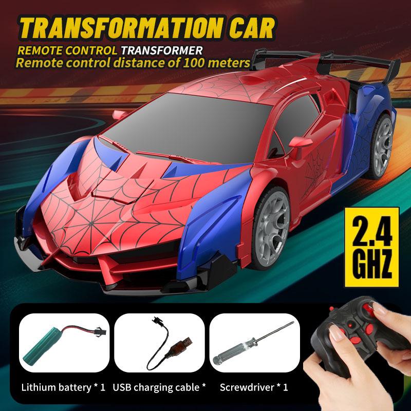 1:18 2.4G Spider Remote Control Car - Transformable Racing Toy with One-Key Transformation for Kids