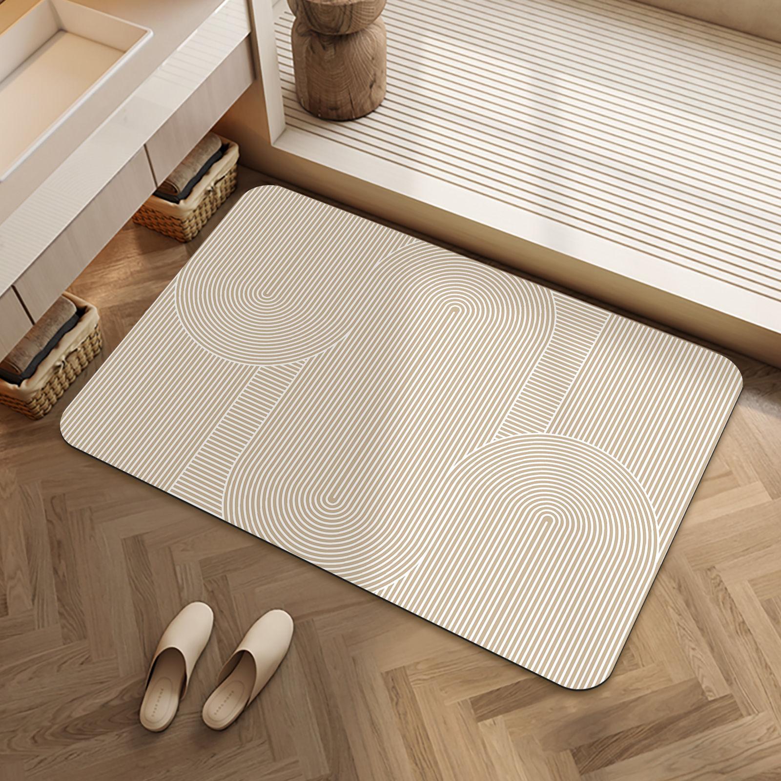 

Diatom mud floor mat wabi wind line toilet bathroom water-absorbing quick-drying floor mat household toilet non-slip foot mat 40X60cm 15.7X23.6in